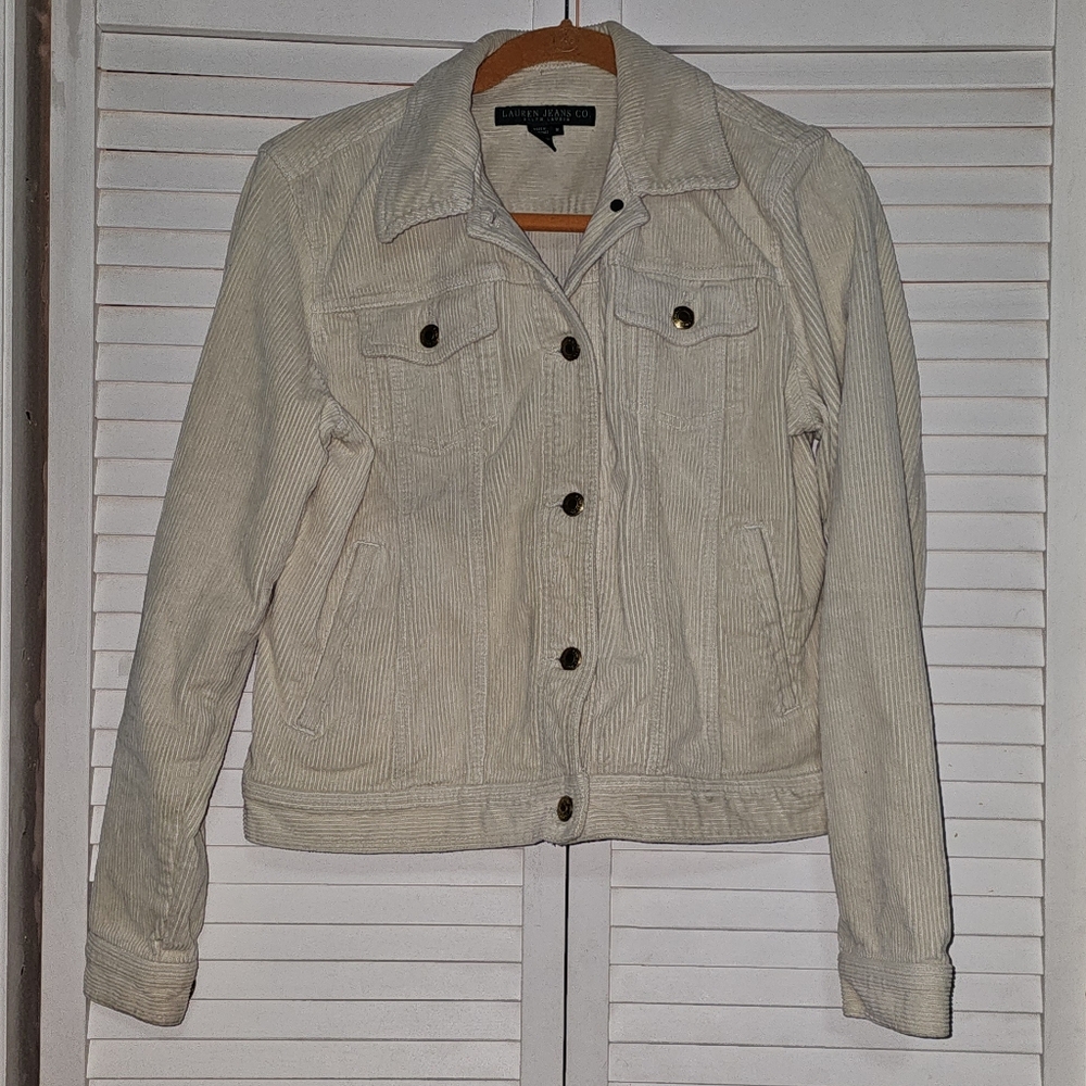 Lauren Jeans Co Ralph Lauren Short Cream Colored Corduroy Women's Size Medium - Picture 7 of 7